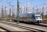 Nachschuss auf 643 623 (Bombardier Talent) von Transdev Regio Ost (Mitteldeutsche Regiobahn) als verspätete RB 74042 (RB110) nach Döbeln Hbf, die ihren Startbahnhof Leipzig Hbf auf Gleis 14 verlässt.
[26.6.2018 | 13:13 Uhr]