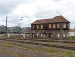 Das ehemalige Stellwerk B1, am 07.04.2021 in Leipzig Hbf.