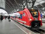 DB 463 600 als RE 26105 aus Hoyerswerda, am 13.02.2023 in Leipzig Hbf.