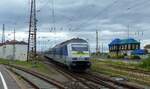 Die Mitteldeutsche Regionalbahn mit einer ER 20, 223 144 ( 9280 1223 144-7 D-TDRO ) bei der Ausfahrt in Leipzig HBF Richtung Chemnitz am 31.7.2023