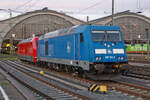 Hier zusehen ist 285 103 der Press und dahinter 101 030 am morgen des 4.4.24 abgestellt am Leipziger Hbf.