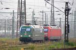 Am Morgen des 25.05.24 wartet die neue Werbelok 101 039 mit einer Schwestermaschine im Vorfeld des Leipziger Hbf auf neue Aufgaben.