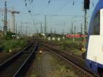 Blick vom Bahnsteig 10a auf das Vorfeld des Leipziger Hbf.