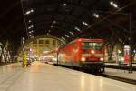 143 950-4 wartet mit dem RE nach Zwickau im Leipziger Hauptbahnhof auf Fahrgste. (27.3.2010)