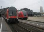 Hier links eine RB125 nach Weienfels und rechts eine S10 nach Halle(Saale) Hbf., diese beiden Zge trafen sich am 14.5.2010 in Leipzig Hbf.