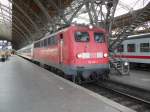 Die 115 114-1 stand am 18.7.10 mit IC 1856 von Halle(S) nach Frankfurt(Main)Hbf im Leipziger Hbf zur Abfahrt bereit.