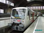 James Bond sein neues Dienstfahrzeug: ein VT 007 der MRB steht in Leipzig Hbf zur Abfahrt nach Bad Lausick bereit.Fotografiert am 26.08.2010