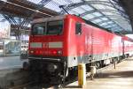 143 146-9 mit RE17684 Leipzig Hbf – Delitzsch unt Bf – Bitterfeld – Dessau Hbf – Magdeburg Hbf im Gleishalle des Star(t)bahnhofes; 23.07.2011