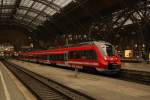 442 311 steht als RE 50 nach Dresden in Leipzig Hbf zur Abfahrt bereit.