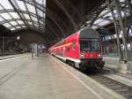 Ein Steuerwagen der Bauart DABbuzfa 760(1.Gattung,Baujahre 1992/93) als RB nach Weißenfels abfahrbereit auf Gleis 6 im Leipziger Hbf. Sommer 2014