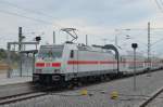 (Wolf im Schafspelz) 146 570-7 mit den dazu passenden IC Bombardier Twindexx Doppelstockwagen im Hbf Leipzig auf Test fahrt in Richtung Dresden 28.05.2015