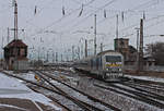 223 054-8 kommt am 07.01.2017 als Sandwich mit der 223 144-7 als RE 81299  aus Chemnitz Hbf in Leipzig Hbf an.