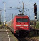 101 034-7 schiebt den IC 2146 nach Hannover Hbf. Nchster Halt ist: Leipzig/Halle Flughafen. Leipzig Hbf den 04.08.2008  