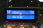 Seit dem Fahrplanwechsel am 15.12.2013 ist diese Verbindung als RE nach Halle Geschichte. Er wurde mit 143 und drei Dosto´s gefahren aber seit dem die S-Bahn Mitteldeutschland am Start ist, wird die Linie mit Talent 2 Triebzügen als S-Bahn gefahren. Aufnahme vom 14.12.2013