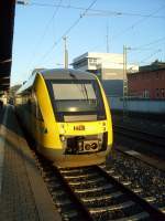 Hier steht HLB LINT 274 am 15.1.2012 als RB25 nach Fulda im Bahnhof Limburg (Lahn).