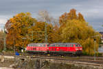 Herbstlich in Lindau. 218 422-4 und 401-8. 30.10.20