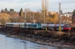 Alex und S-Bahn Vorarlberg auf dem Bahndamm in Lindau. 2.1.14