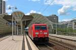 Einfahrt am 24.05.2014 von 185 402-5 in Ludwigshafen (Rhein) Mitte. Sie brachte zuvor Güterwagen zur BASF und fuhr nun als Lz zurück nach Mannheim Rbf.