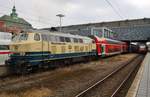 218 460-4 verlässt am 25.6.2017 mit dem RE83 (RE21618) von Lübeck Hauptbahnhof nach Kiel Hauptbahnhof den Startbahnhof.