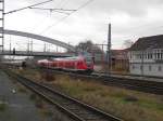 Nachschuss auf den RE 21419 Lbeck Hbf - Hamburg Hbf bei der Ausfahrt aus Lbeck Hbf am 20.12.08.