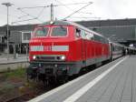 218 307-7 mit IC 2120 von Frankfurt(Main)Hbf Richtung Puttgarden kurz nach der Ankunft im Lbecker Hbf.(19.06.10) 