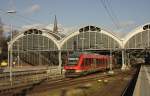 648351 der DB fährt am 12.2.2014 Uhr um 15.05 Uhr aus dem Hauptbahnhof Lübeck aus.