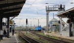 PRESS 140 017-5 (91 80 6140 806-1 D-PRESS) mit leeren Autotransportwagen Richtung Abzweig Brcke, am 05.04.2024 in Magdeburg-Neustadt.