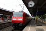 146 015 der Elbe-Saale-Bahn (DB Regio Südost) als RE 16308 (RE30) von Halle(Saale)Hbf hat seinen Endbahnhof Magdeburg Hbf erreicht.