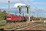 Gemischter Gz mit 187 142-5 durchfährt den Bahnhof Magdeburg-Neustadt Richtung Magdeburg Hbf.