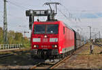 Kohlezug mit 185 064-3 durchfährt den Bahnhof Magdeburg-Neustadt auf Gleis 4 Richtung Magdeburg Hbf.