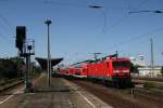 143 910-8 mit RE nach Leipzig Hbf in Magdeburg-Neustadt. Fotografiert am 20.07.2015. 