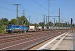 KLV-Zug mit 383 006-4  www.1vagon.cz  (Siemens Vectron) der ČD Cargo, a.s. durchfährt Magdeburg Hbf in südlicher Richtung.
[7.8.2018 | 10:37 Uhr]