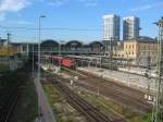 Blick von der Straenbrcke auf Mainz Hbf.