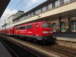 Kurz vor der Abfahrt nach Saarbrcken steht 111 169 im Mannheimer Hbf.