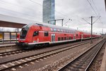 50 80 86-75 030-6 an der Zugspitze des soeben, in Mannheim Hbf, eingefahrenen RE 4571 (Frankfurt (Main) Hbf - Biblis - Mannheim Hbf).