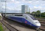 TGV Duplex 4703 fhrt pnktlich vom Mannheimer Hbf ab und  macht sich auf den Weg in die Pfalz. (14.07.12)