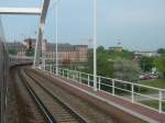 Aus Duisburg kommend fuhren wir am 19.06.2012 mit dem IC 2217 (Greifswald - Stuttgart) pnktlich in den Mannheimer Hauptbahhof. Fotografiert aus dem Fenster des letzten Wagens. 