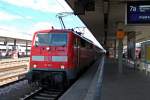 Am 24.05.2014 macht die Frankfurter 111 104 mit dem RE70 nach Frankfurt (Main) Hbf einen Richtungswechsel im Hauptbahnhof von Mannheim, um später an ihr Ziel fahren zu können.