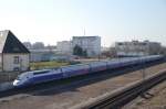 TGV Duplex (4710) bei einer der letzten Testfahrten fotografiert im Mannheimer Rangierbahnhof von einer Fugngerbrcke aus.