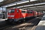 111 183-0 steht am 14.8.2017 mit der RB59096 nach Nürnberg Hauptbahnhof im Münchener Hauptbahnhof.