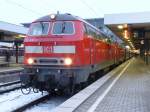 218 418 und eine Schwestermaschine am 30.12.10 mit dem EC 192 nach Zrich HB im Mnchener Hbf.