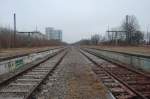 Ehemaliger S-Bahnhof Olympiastadion (Oberwiesenfeld) am 3. Mrz 2012. Das waren noch Zeiten, als auf diesen beiden Gleisen die guten alten ET 420er standen.