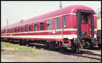 Schnellzugwagen von Euro Express mit der Bezeichnung Am 518003-80012-6 am 9.7.1993 im HBF Münster.