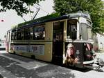 Zug der Naumburger Straßenbahn kurz vor Abfahrt am Hauptbahnhof Bild vom 9.Juni.2019