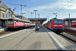 143 247-5 der S-Bahn Nürnberg (DB Regio Bayern) als S2 von Feucht nach Schwabach trifft auf 143 970-2 als S2 von Schwabach nach Feucht in Nürnberg Hbf.