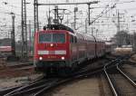 Einfahrt der 111175 mit einer Dosto Garnitur um 12.13 Uhr in den Hauptbahnhof  Nürnberg.