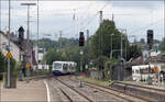 Alltag in Nürtingen -     Einfahrt eines Regioshuttles der Tälesbahn aus Neuffen kommend.