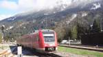 612 079 fährt als RE in seinen Endbahnhof Obertdorf ein. Oktober 2014. 