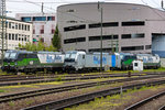 Drei Vectrons (193 832,193 810-9 und 193 229 von links) im Einsatz für Rurtalbahn Cargo abgestellt in Passau 23.04.2016