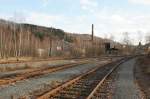 03.12.2011, das ehemalige Bw in Pockau-Lengefeld; alle Gleise sind gekappt und die Natur holt sich langsam ihr Gelnde zurck
